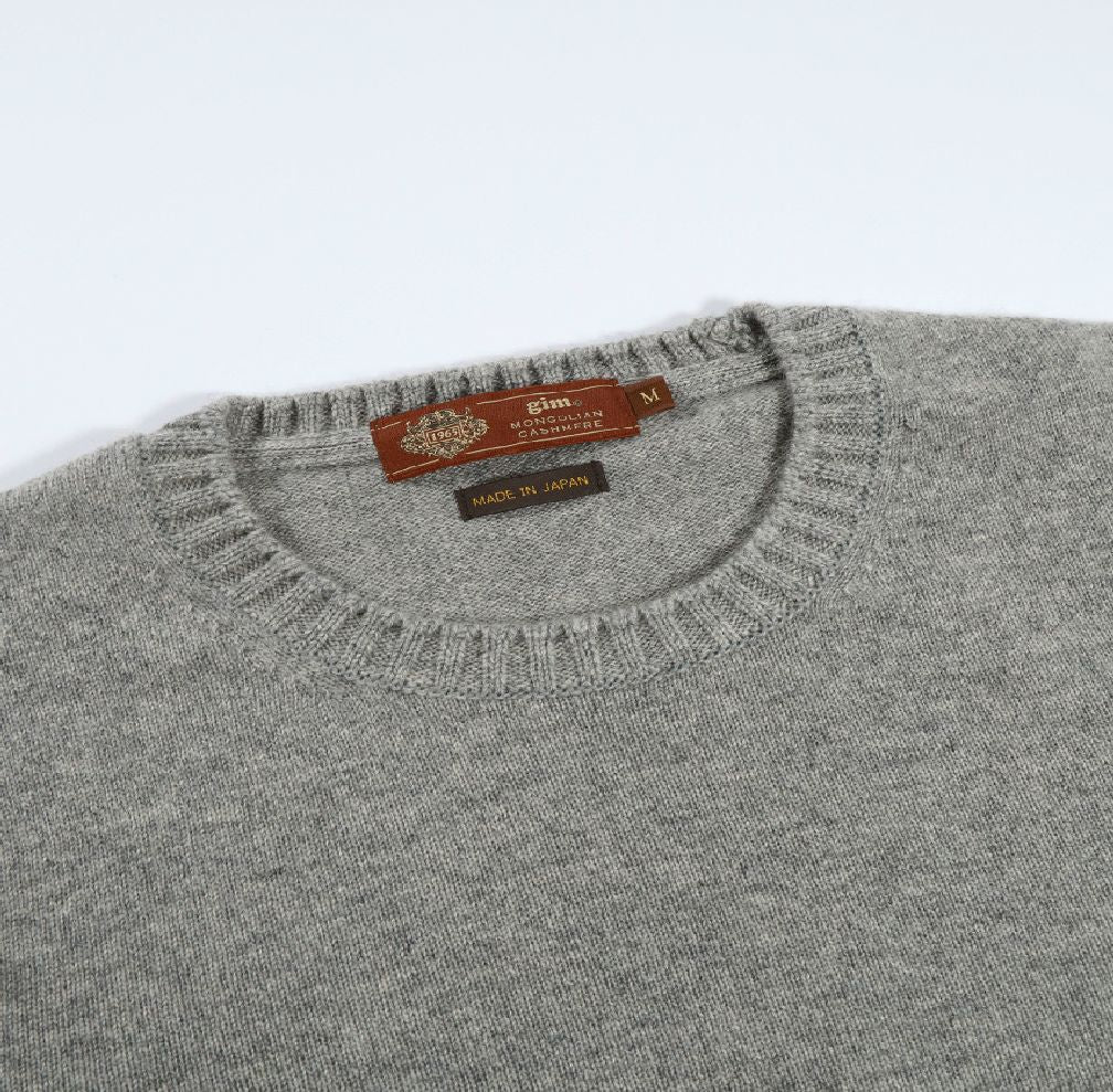 GIM / MONGOLIAN CASHMERE Crew Neck Knit 【ライトグレー】