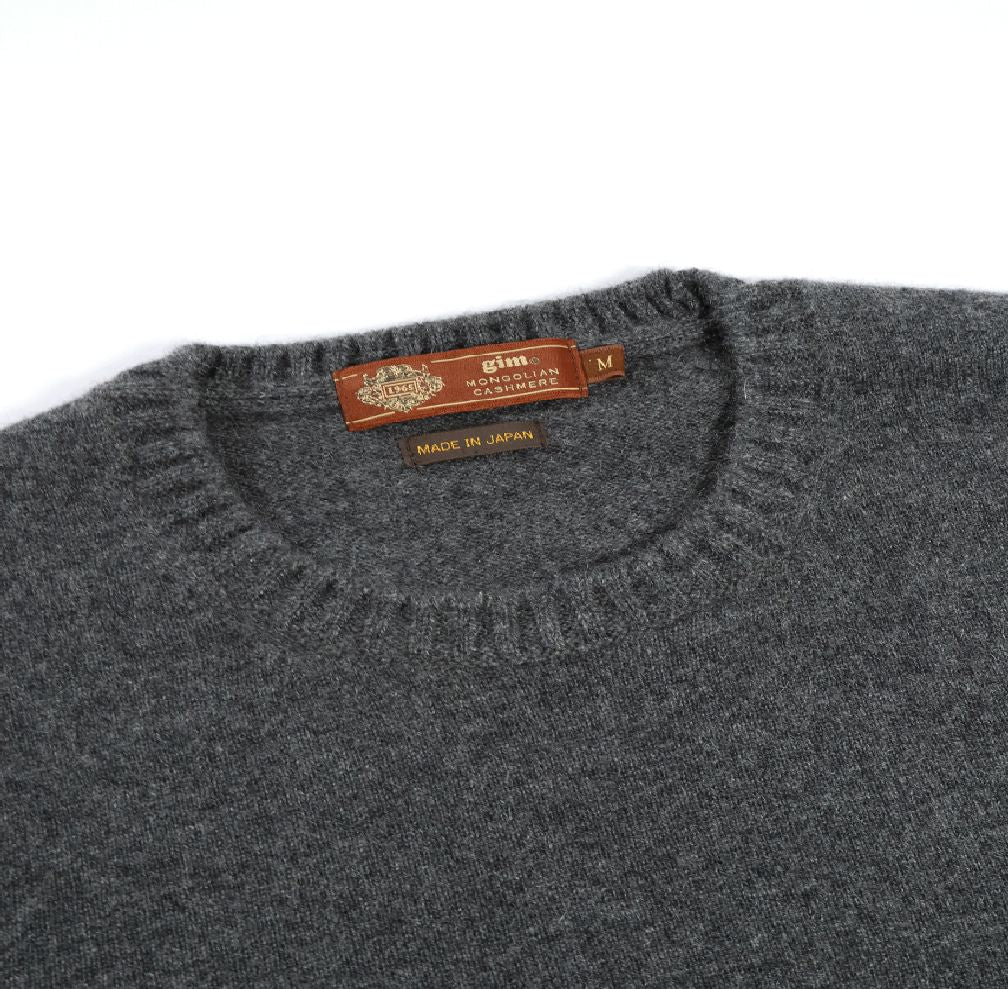 GIM / MONGOLIAN CASHMERE Crew Neck Knit 【ダークグレー】