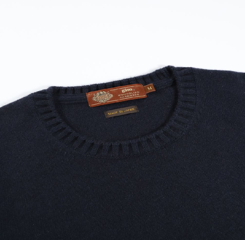 GIM / MONGOLIAN CASHMERE Crew Neck Knit 【ネイビー】