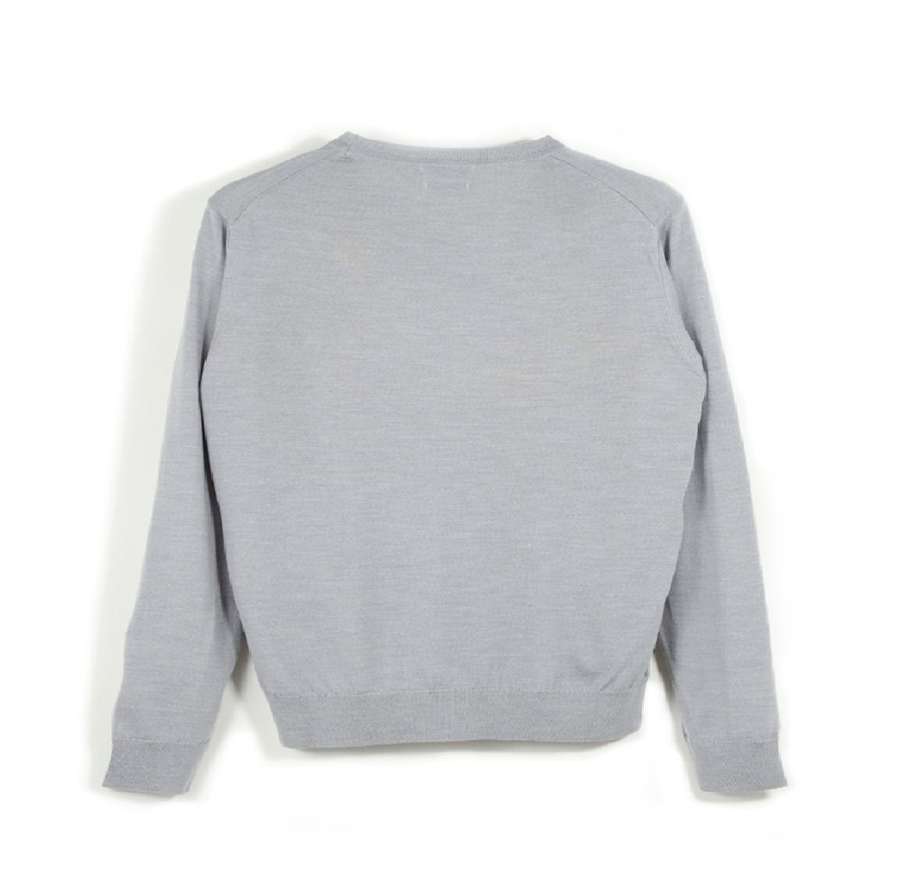GIM / Super140's ハイゲージ CREW Neck Knit 【ライトグレー】