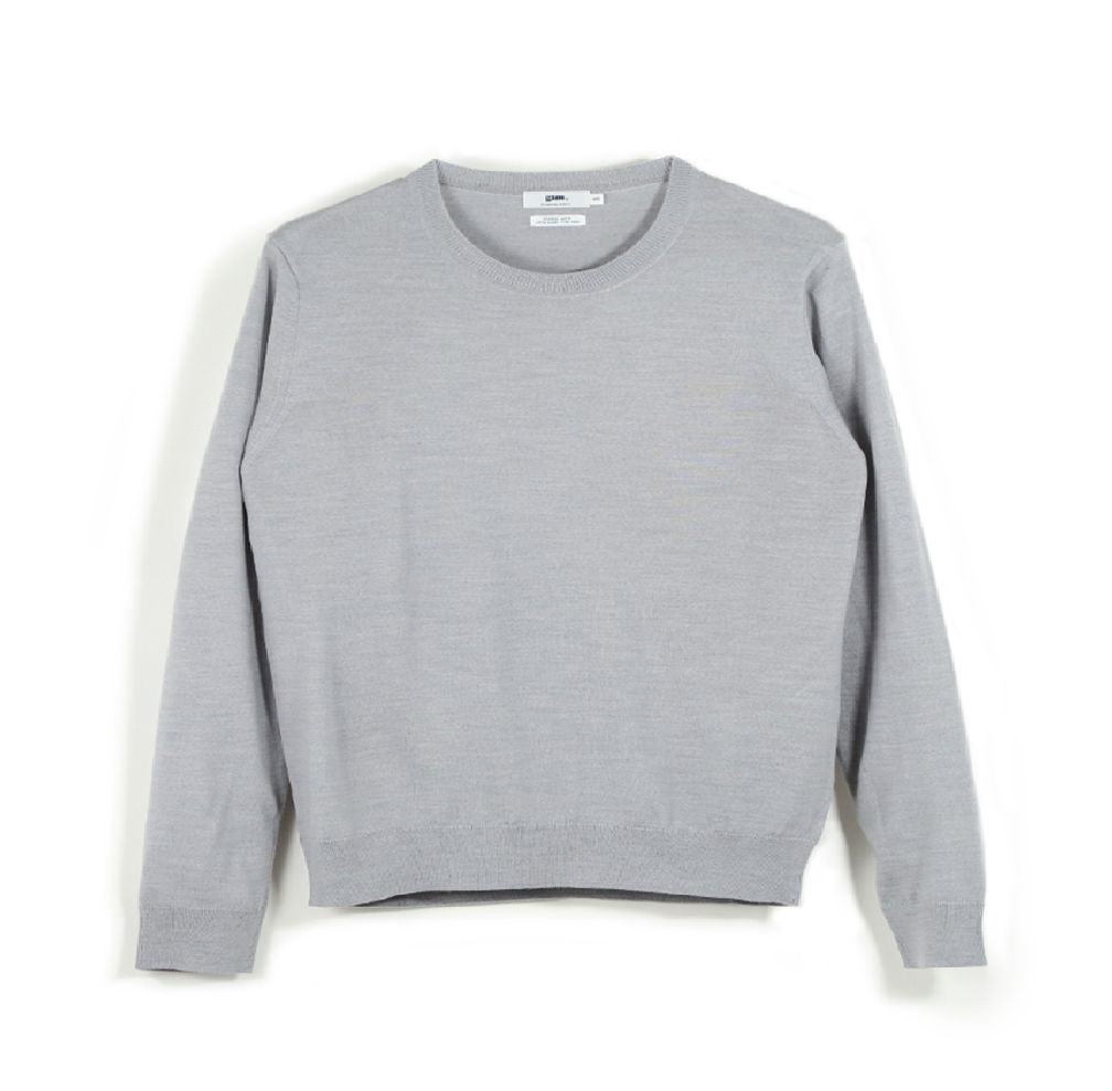 GIM / Super140's ハイゲージ CREW Neck Knit 【ライトグレー】