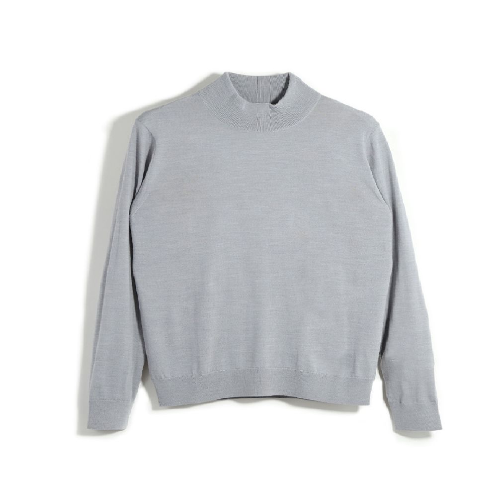 GIM / Super140's ハイゲージ Mock Neck Knit 【ライトグレー】