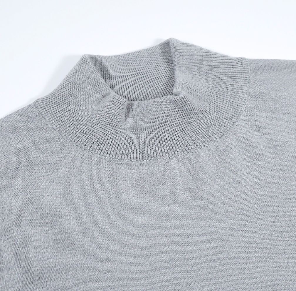 GIM / Super140's ハイゲージ Mock Neck Knit 【ライトグレー】