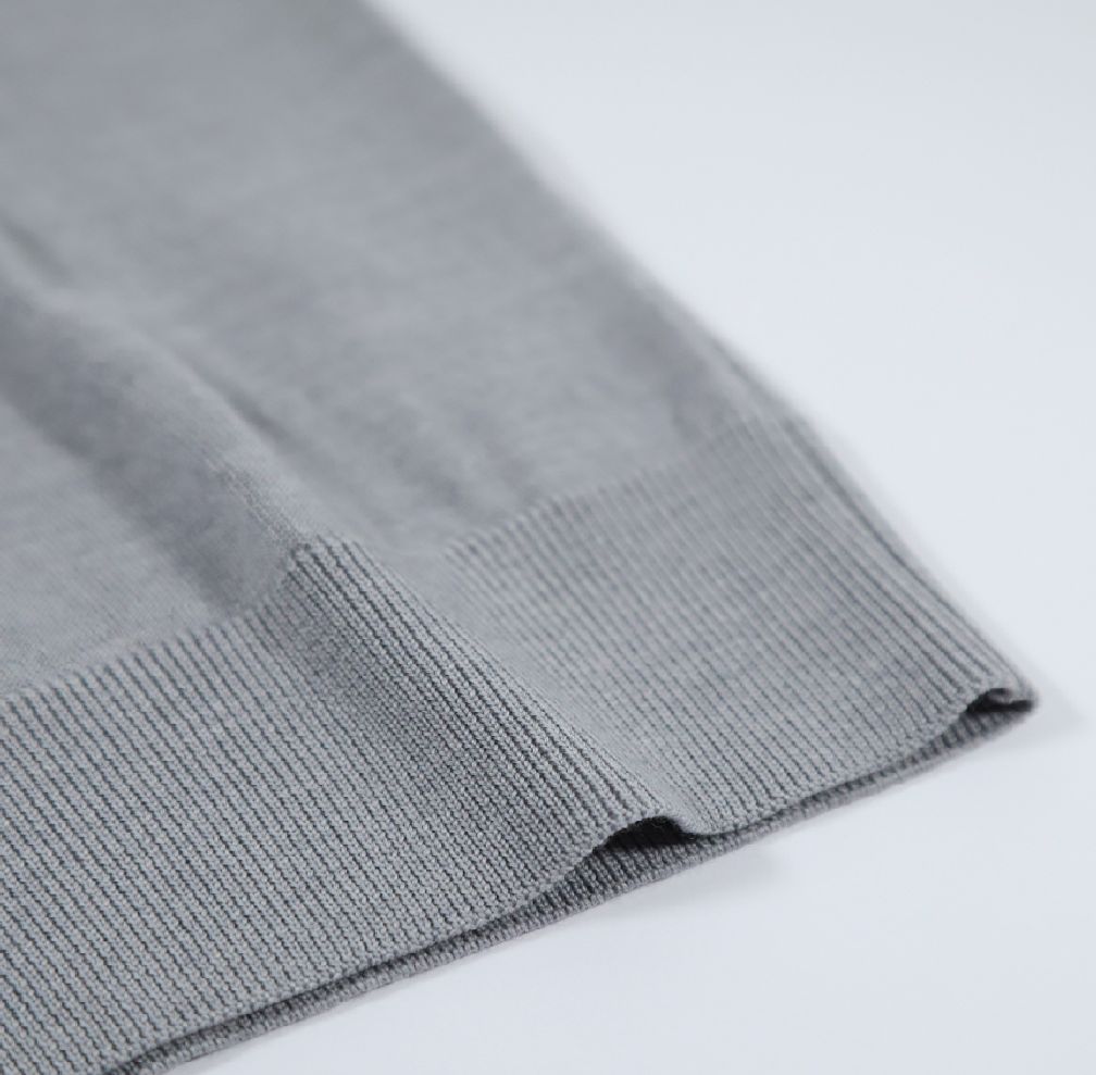 GIM / Super140's ハイゲージ Mock Neck Knit 【ライトグレー】